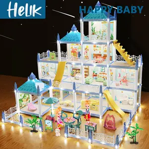 Rumah Princess Mainan Kastil Villa Bungalow Rumah Boneka Mewah Berpura-pura Bermain Rumah Mainan Anak Hadiah