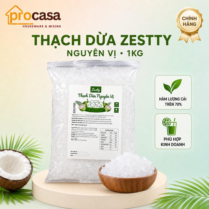 Thạch dừa nguyên vị Zestty - 1kg - Vị Làm Topping, Nguyên Liệu Pha Chế, Đồ Ăn…