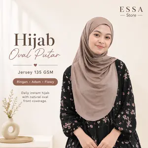 ESSA Hijab Instan Jisoo Olivia Size L Bergo Oval Putar Jersey Non Pet