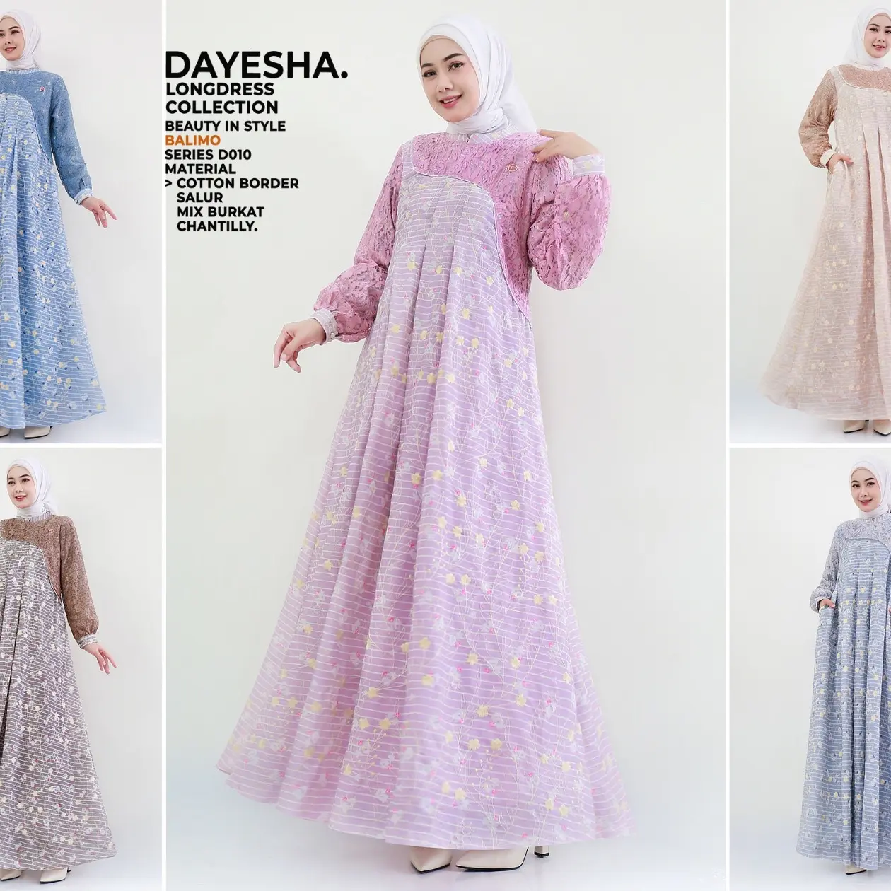 GAMIS BALIMO ORIGINAL SERIES  DAYESHA LONGDRESS TERBARU CANTIK Bordir Salur