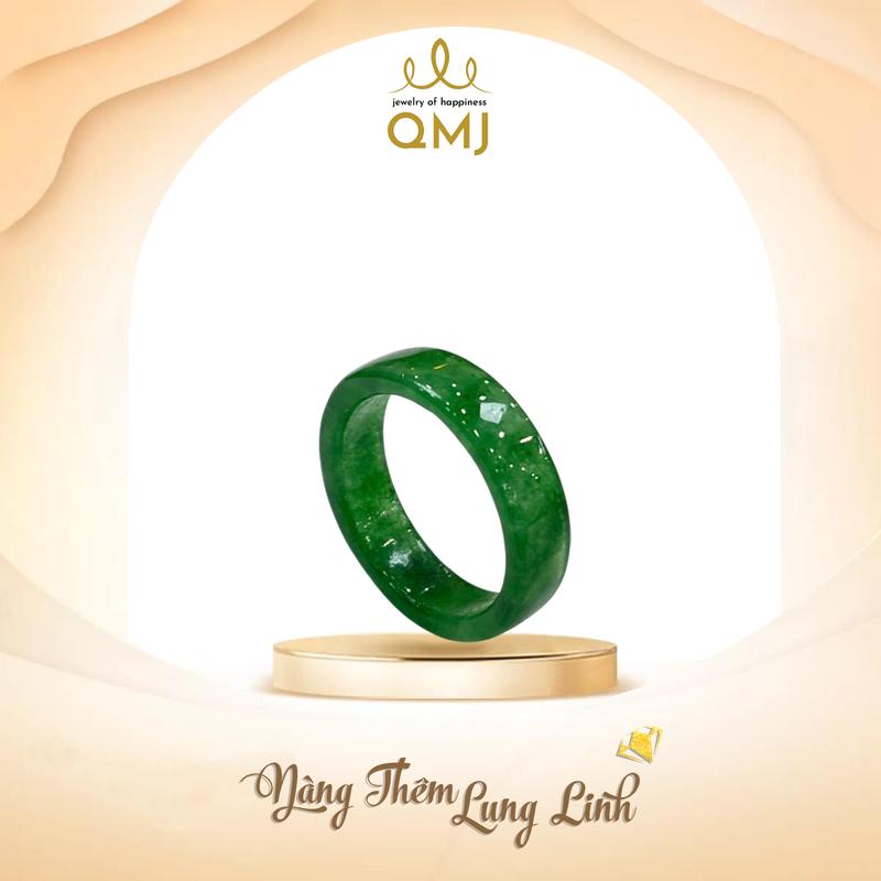 QMJ STORE - NHẪN NGỌC KHỐI XANH SƠN THỦY  tự nhiên, phụ kiện trang sức cao cấp quà tặng người yêu