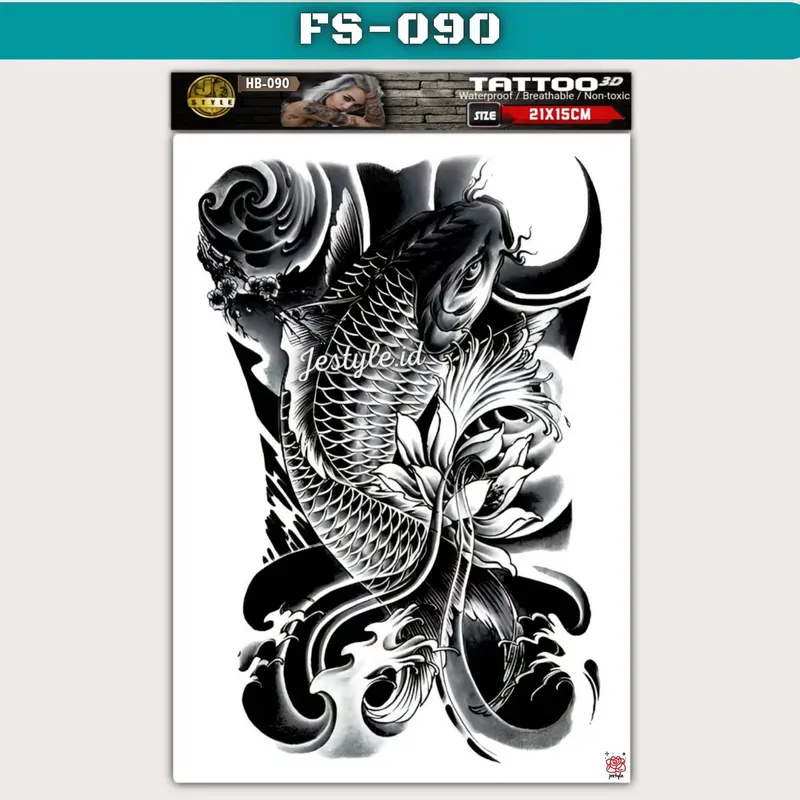 [FS-090] Tato Temporer Temporary Tattoo ikan koi 1