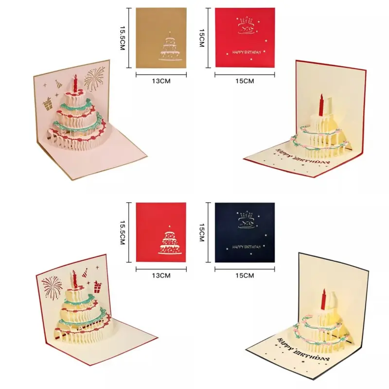 Kartu Ucapan Pop Up 3D Bentuk Kue Ulang Tahun Dengan Lampu + Musik& Cards 6