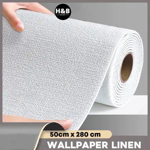 Wallpaper Linen Roll | Wallpaper Dinding | Dekorasi Kamar | Sticker dinding 280cm*50cm