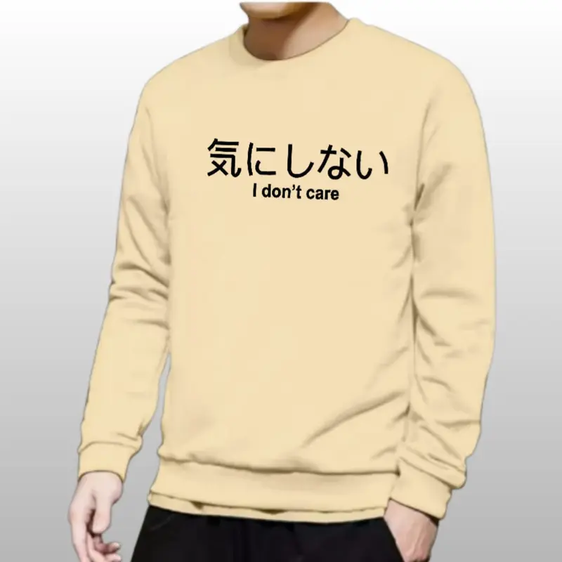 Baju Kaos Pria Lengan Panjang Motif I Dont Care Bahan Babyterry M-XXL Digital Lembut Distro Lokal Printing Oblong 2