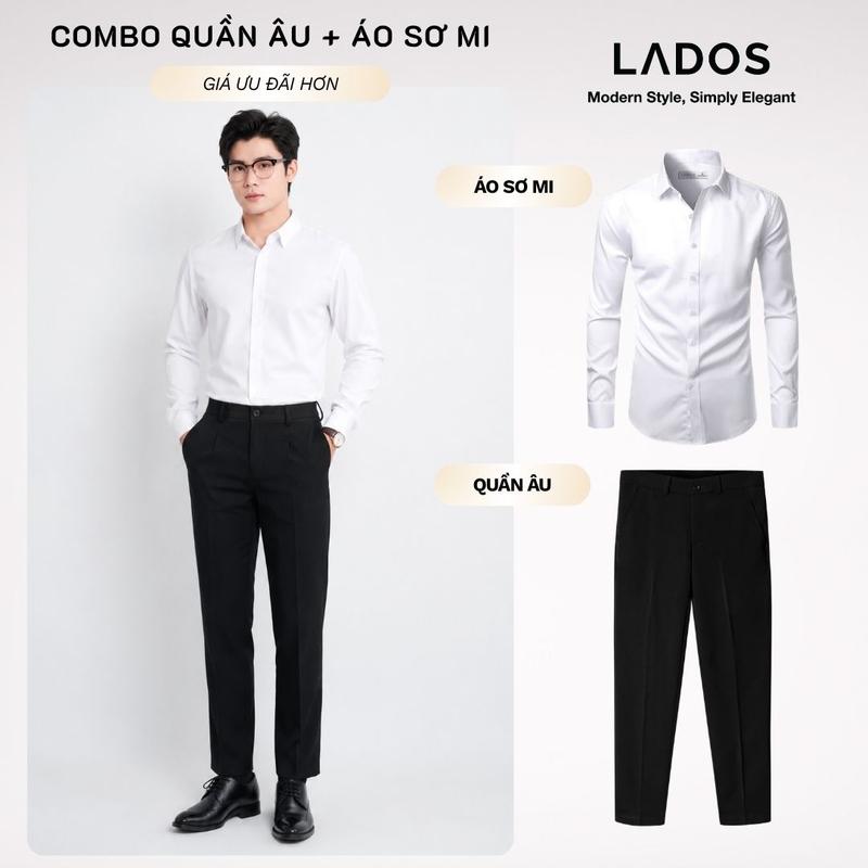 Combo Áo sơ mi quần tây LADOS - 7150 tay dài chất kate lụa nhiều màu kèm quần tây đen phong cách, sang trong, đi học đi làm 779 + 4167