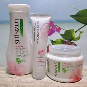 Paket Promo isi 3 pcs) SHINZUI Skin Lightening Body Scrub 110gr + Body Lotion 100ml + Facial Wash 20ml Pink Perawatan Wajah Dan Badan Original Pencerah Mencerahkan Tubuh