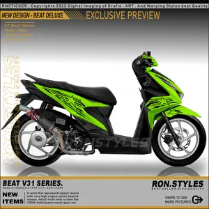 BTV31 CUTTING STICKER STRIPING VARIASI BEAT DELUXE 2020-2024 STRIPING BEAT DELUXE ISS CBS BINTANG STAR COPY TRANSPARAN STYLES stiker