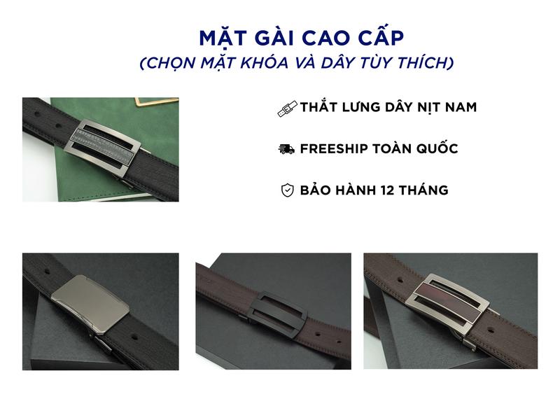 Mặt khoá Cài Da bò Nappa vân sóng Thắt Lưng Nam Dây nịt da bò thật chính hãng CORAN Chất Liệu Da Bò Nappa Vân Sóng Cao Cấp Nhập Khẩu Mặt Khoá Cài Dây Đục Lỗ FKC-05