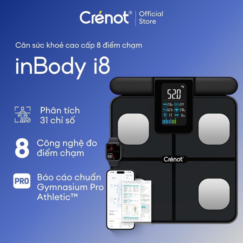  Cân điện tử sức khoẻ thông minh Crenot inBody i8 cao cấp cân đo 31 chỉ số phân tích bộ phận cơ thể smart body fat scale inbody 