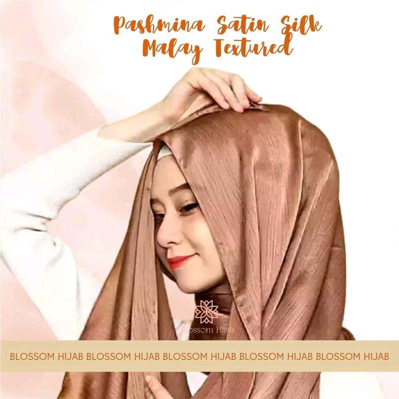 BLOSSOM HIJAB PASHMINA SATIN SILK MALAY TEXTURED 1