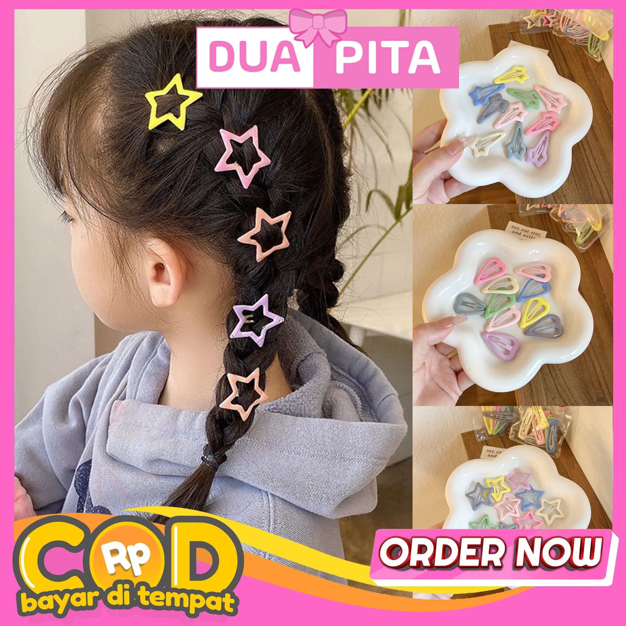 DP54 Jepit Rambut Anak Isi 10 Jepit Tiptop Warna Warni Aksesoris Rambut Anak Fashion Korea Isi 10 Pcs