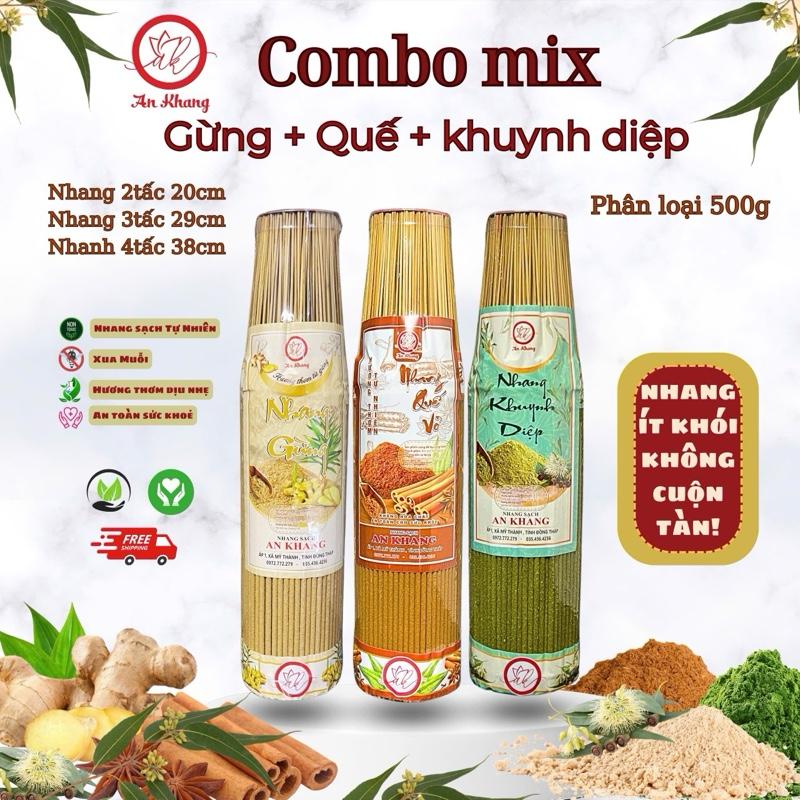 Mix 3 Bó Nhang Phân Loại 500g Nhang Quế Vỏ Nhang Khuynh Diệp và Nhang Gừng Nhà An Khang Hương Dịu Nhẹ Dễ Chịu Tặng 10 Nụ Xông Nhà