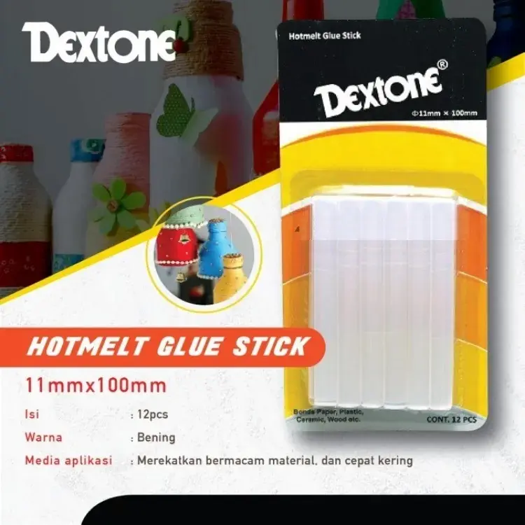 Dextone Glue Stick Lem Lilin Besar 11x100mm Refill Glue Gun Lem Bakar Tembakan 11mm Isi 12 Pcs
