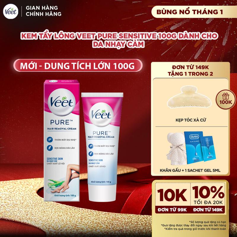  Kem Tẩy Lông Veet Pure Sensitive 100g dành cho da nhạy cảm 