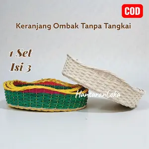 HantaranLoka Keranjang Rotan Ombak Tanpa Tangkai 1 Set Isi 3 Cocok untuk parsel buah, hampers, hantaran dan seserahan
