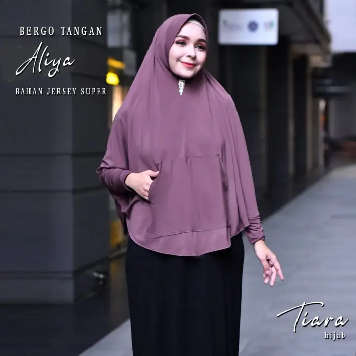 hijab Tangan Jumbo Aliya By Tyara Khimar bergo lengan Jersey Premium 1