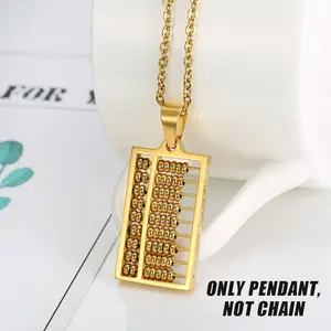 Liontin Kalung Titanium Abacus Pendant Papan Sempoa Anti Karat