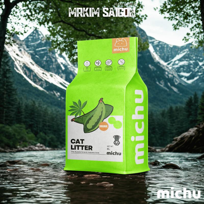 [ Bản Nâng Cấp ] Cát Đậu Nành Hữu Cơ 6L - Cát Vệ Sinh Cho Mèo Tốt Cho Sức Khỏe, Tan Trong Nước