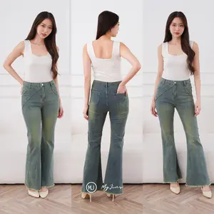 2406 JEANS - Celana Panjang Highwaist Wanita Jeans Flare Wanita Cutbray