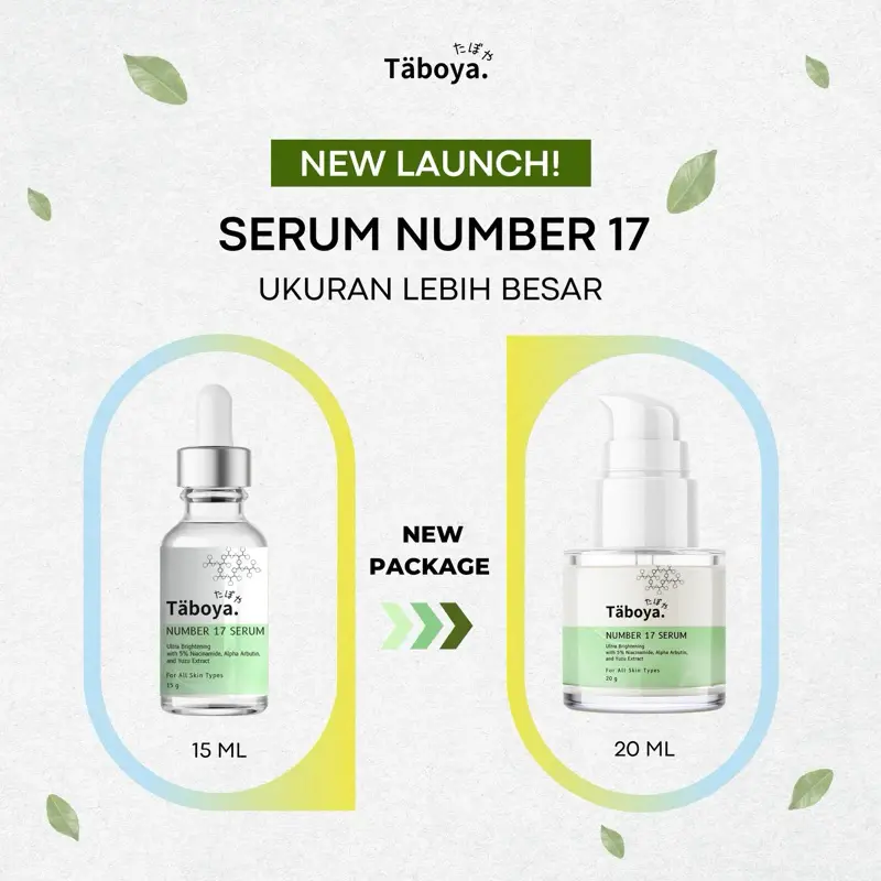 Taboya Number 17 Series Serum Mengandung Niacimide, Alpha arbutin, Yuzu Extract - Untuk Jerawat, Wajah Glowing, Mencerahkan Kulit, Flek Hitam Bopeng Perawatan Tetes Kering Kusam Pencerah Dengan Watery Lactic Berminyak Kerutan Muka Acid moisturizer 0