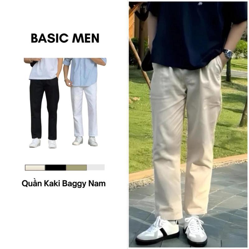 Quần Kaki Form Baggy Ống Suông Nam Nữ Cạp Chun, Vải Kaki Mềm Mịn Thoáng Mát PN55