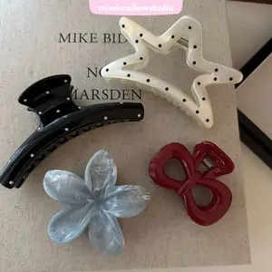MimimallowStudio Jepitan Rambut Korea Unik & Stylish Bunga Polkadot Merah Putih Hitam Biru Plastik Kuat Ringan Cocok untuk Semua Jenis Rambut Hadiah Ideal Clip MS 004