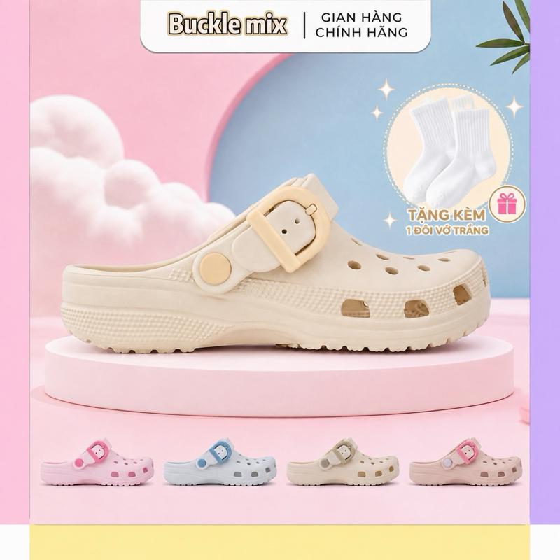 Dép Sục Bucke Màu Pastel Nam Nữ Có Khuy Cao 3cm Chất Liệu EVA An Toàn Nhẹ Êm -…