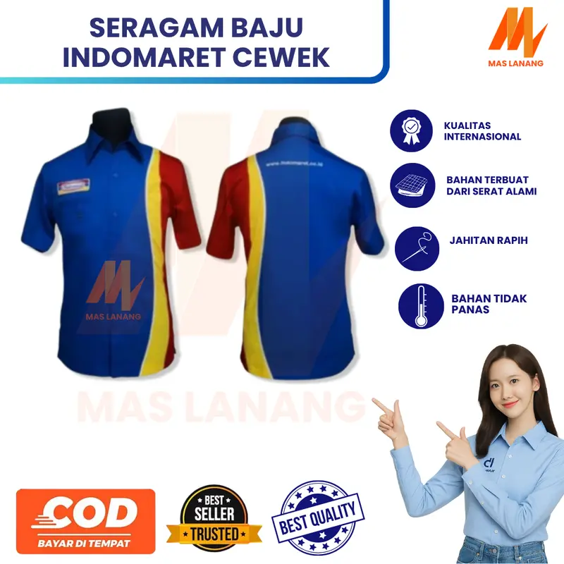 Baju Seragam Indomaret Cewek || Baju Kerja Indomaret || Baju Kerja Cewek || Indomaret Pendek Wanita 0