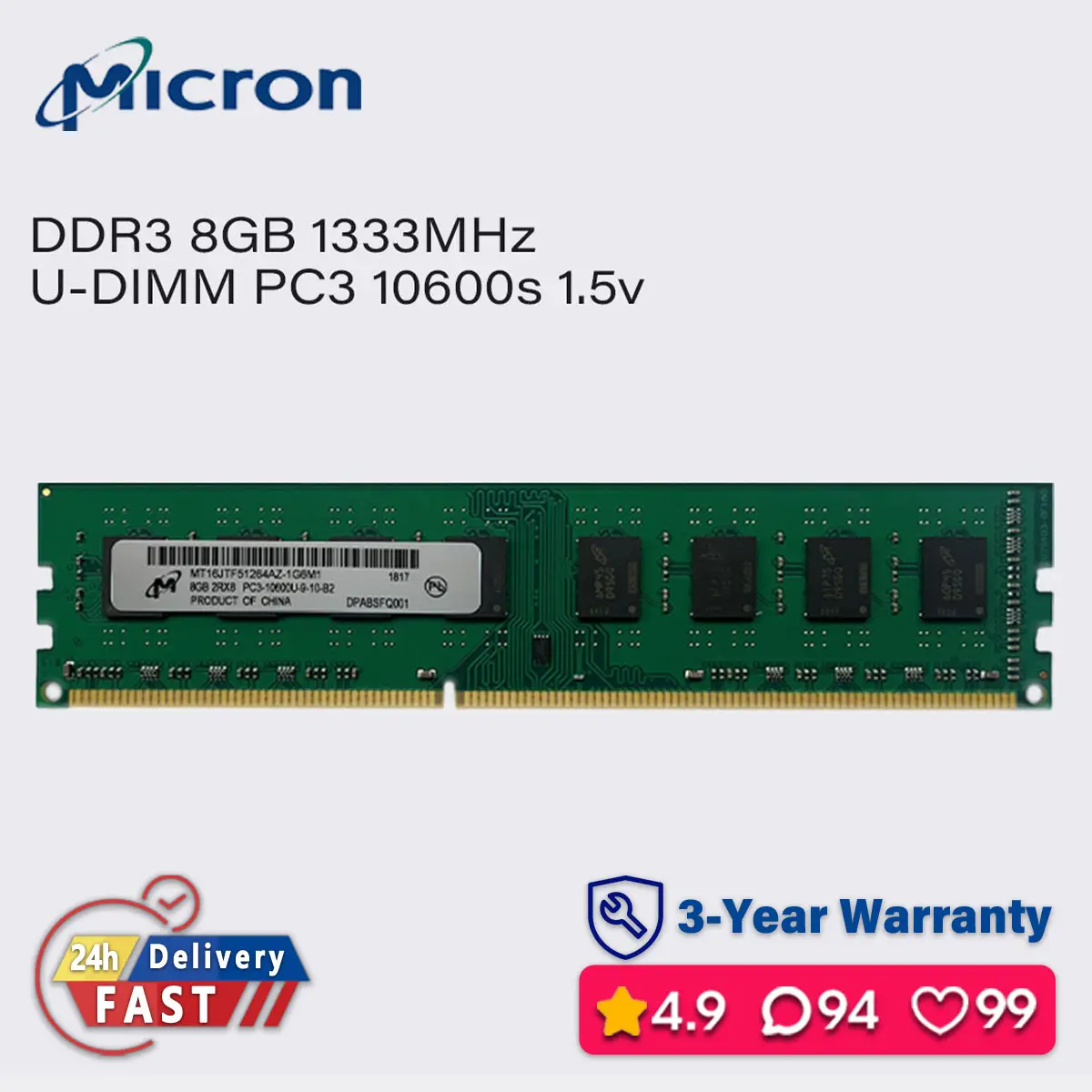 Micron 8gb 4gb 1333mhz ddr3 memory Desktop ram udimm pc3 10600u 1.5v pc dimm