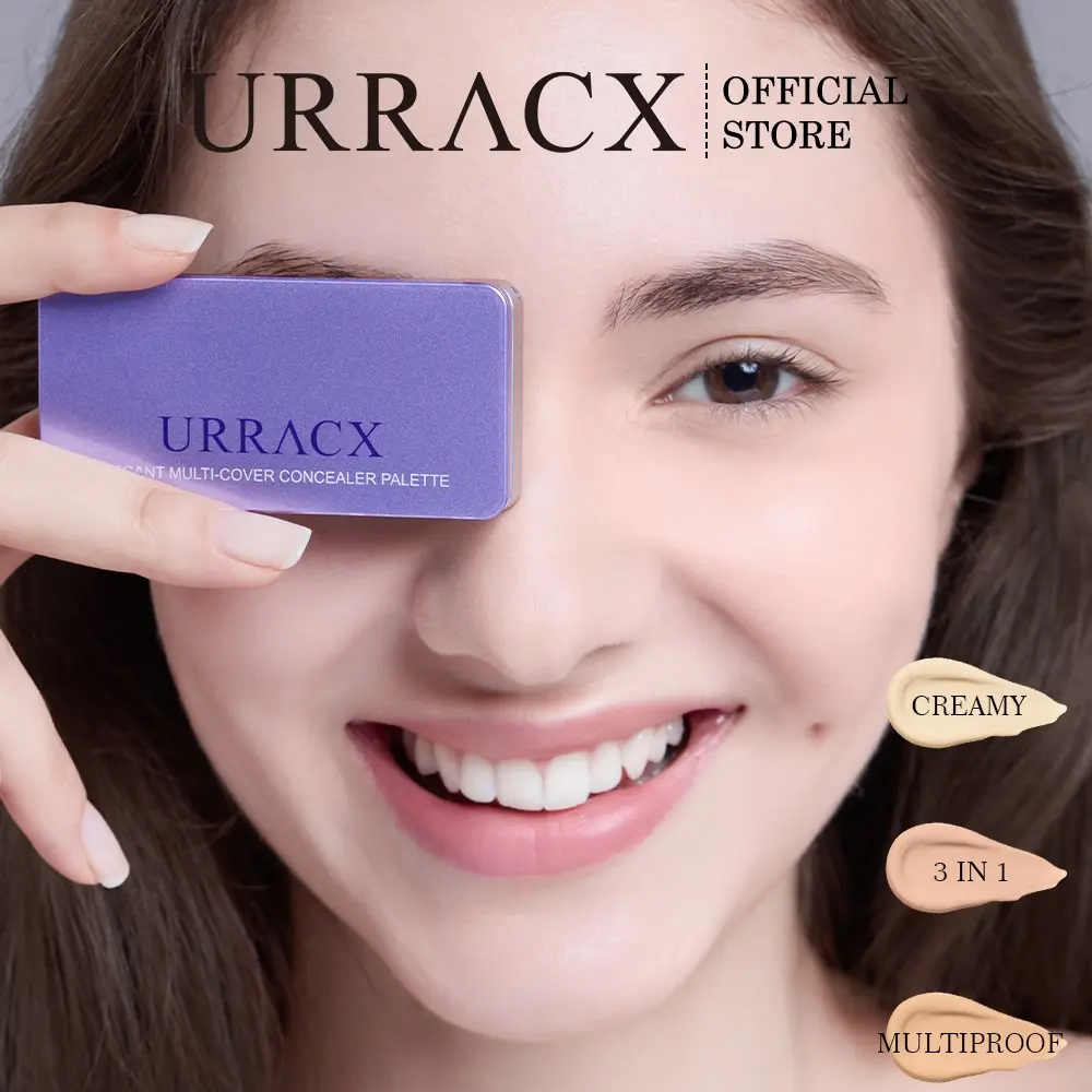 Urracx Concealer Palette Highlighter Contour 3 Warna  Mencerahkan Wajah
