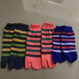 Paket [3 Pasang] Kaos Kaki Jempol Pendek MOTIF GARIS LORENG Untuk Wanita Remaja Dewasa Size 35-42 Katun Lembut dan Nyaman