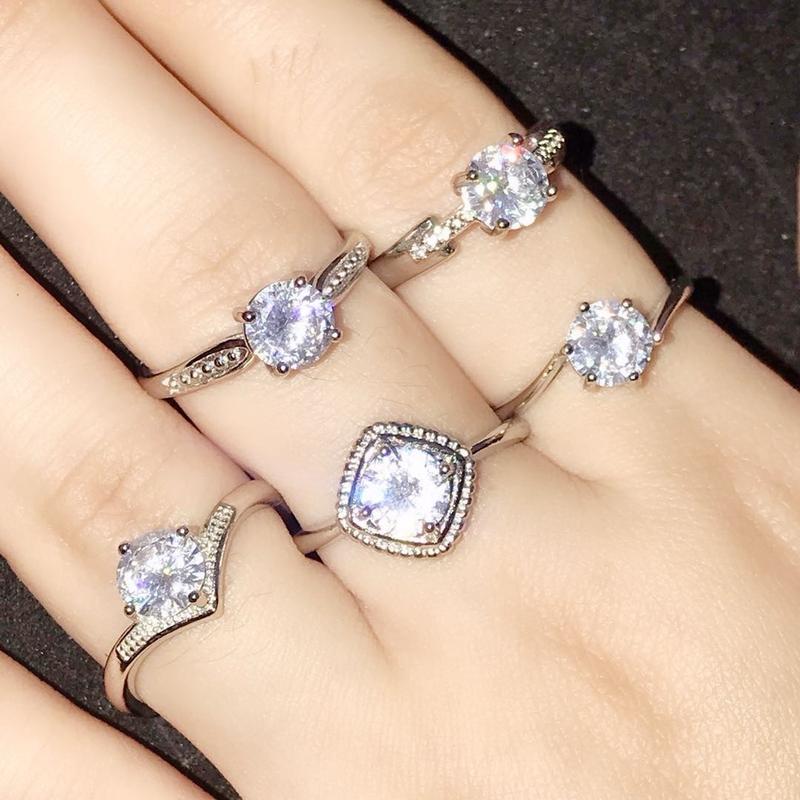 Sona Diamond 1 Carat silver Ring Adjustable - TikTok Shop Malaysia