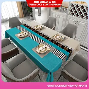 <COD>Loyal Bosque Taplak Meja Makan Motif Tahan Air Ukuran 4-10 kursi Taplak Ruang Tamu Persegi Panjang Anti Noda Bahan EVA / D11-2A-06