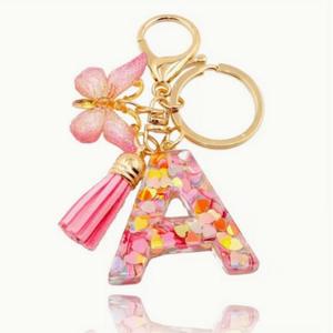 Llavero lindo de mariposa, anillo para llaves con inicial, adorno para billetera y mochila, accesorio para estuche de auriculares, regalo para mujer, Día de San Valentín, Día de la Madre