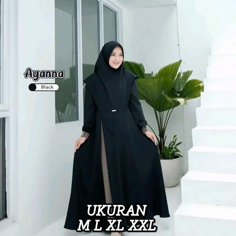Mys - ayyana gamis set hijab wanita ukuran jumbo M L XL XXL busui priendly 1