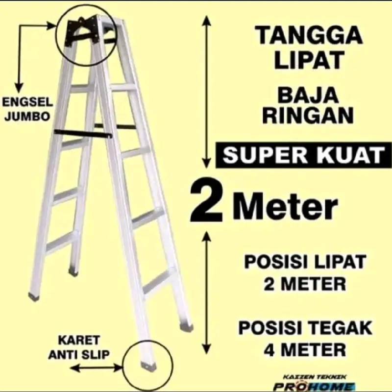 Tangga Lipat Jumbo Multifungsi Kuat & Kokoh Bahan Baja Ringan Besi Peralatan Karet Tiang 0