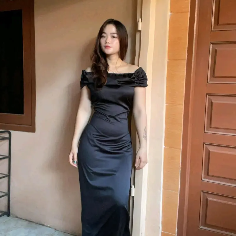 ASA Long Dress Satin Wanita Dress Sabrina Pesta Maxi Gaun 0