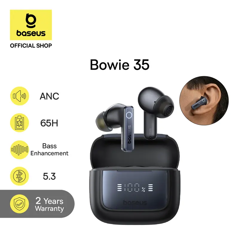 Baseus Bowie 35 True Wireless Earphones Cosmic Black Headphones