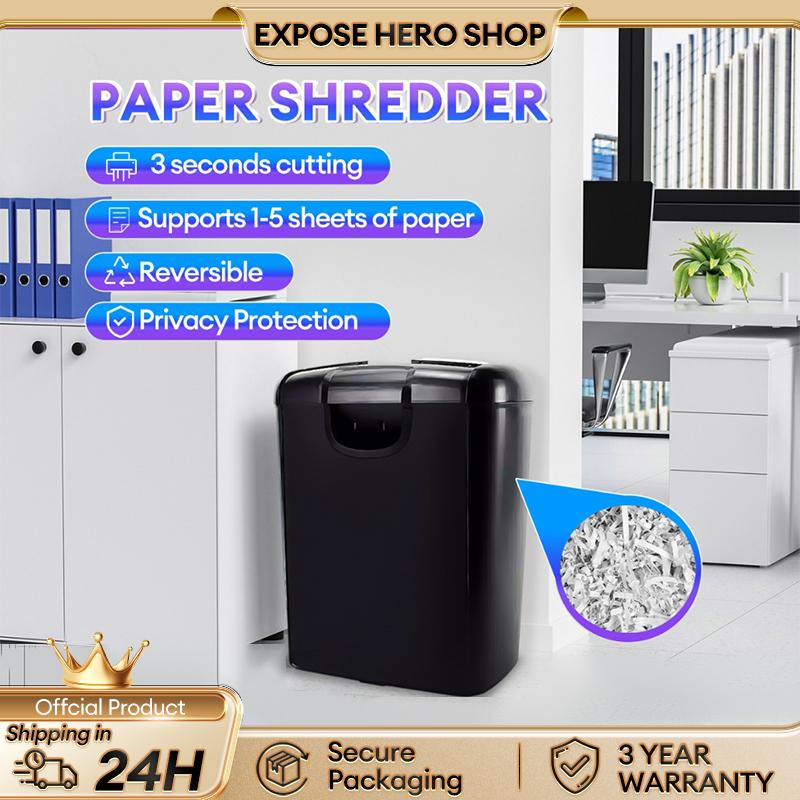 Product Introduction of EXPSOSE Paper Shredder Auto Paper Cutting Machine Shred Cd Staplers Paper Clip Cross Cut For Home Office 0