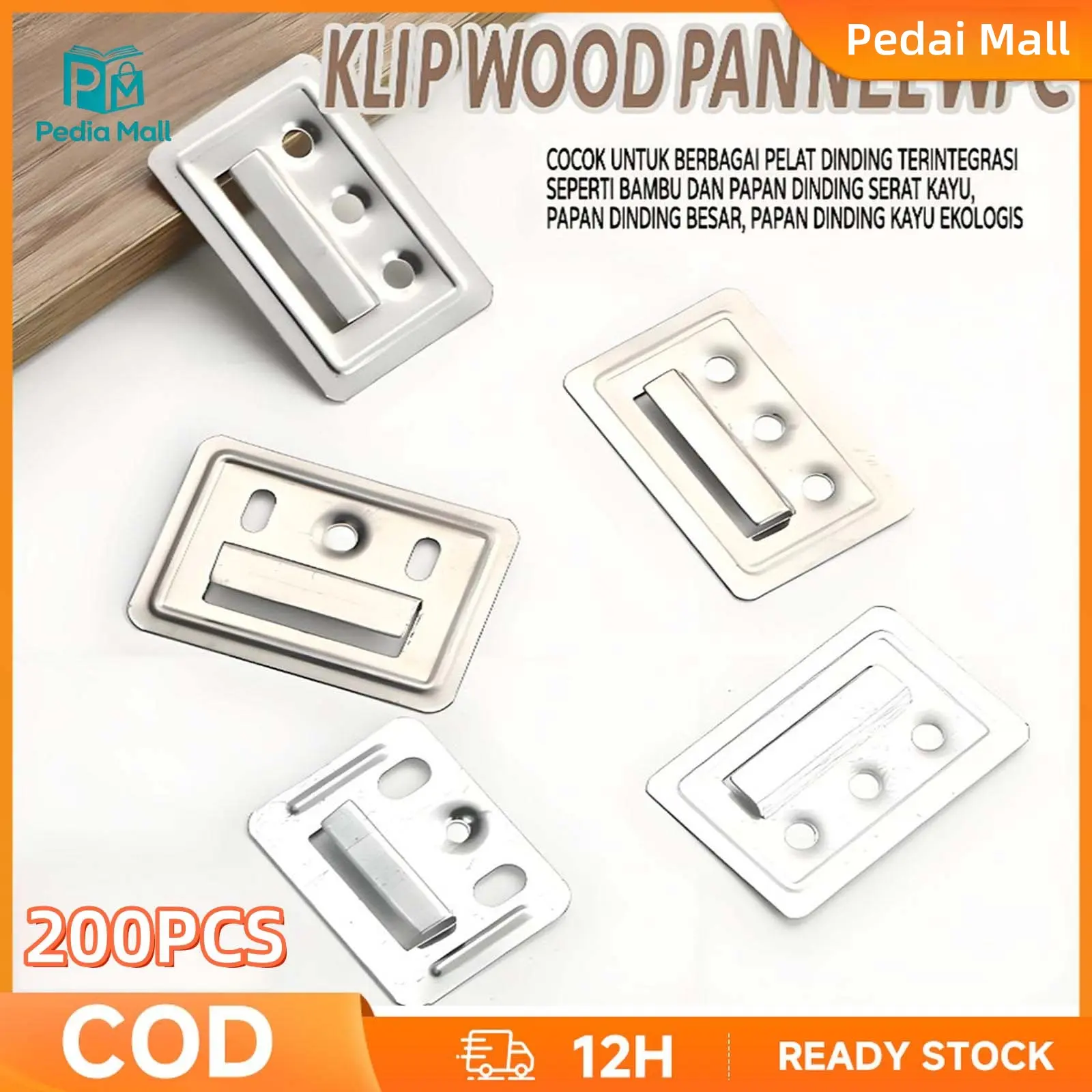 Klip WPC Braket 200pcs - Alat Pasang Panel Dinding Panel Kayu 36x50mm
