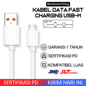 Borobudur Holong - Kabel Charger Micro USB Tahan Lama + Fast Charger 65W - Bahan Nilon, Anti Putus & Charging Cepat, Garansi 1 Tahun