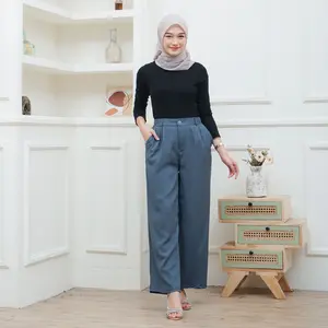 Celana Panjang Casual Kulot Anti Kusut - Loose Pants Trousers Wanita Bahan Polyester Shakila By Tantra Store celana Kantor kulot Basic Formal Simple Hitam