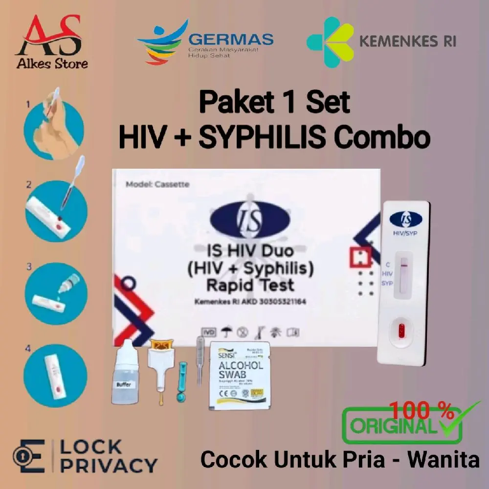 1 Set Paket Combo One Step Alat Tes hiv-sifilis standar klinik