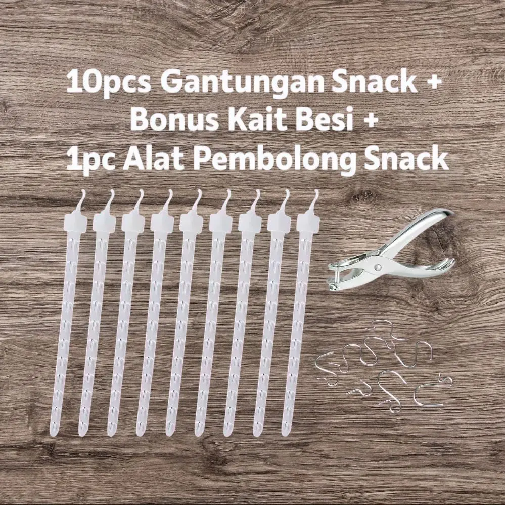 PROMO PAKETAN 5 / 10 PCS GANTUNGAN KLIP SNACK + 1 PC PEMBOLONG SNACK Plastik Putih gantungan saja / pembolong saja