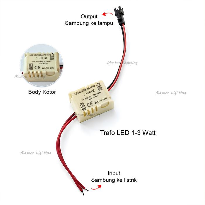 Jual Trafo driver adaptor led 1-3 x 1w output 3-14v power supply ...