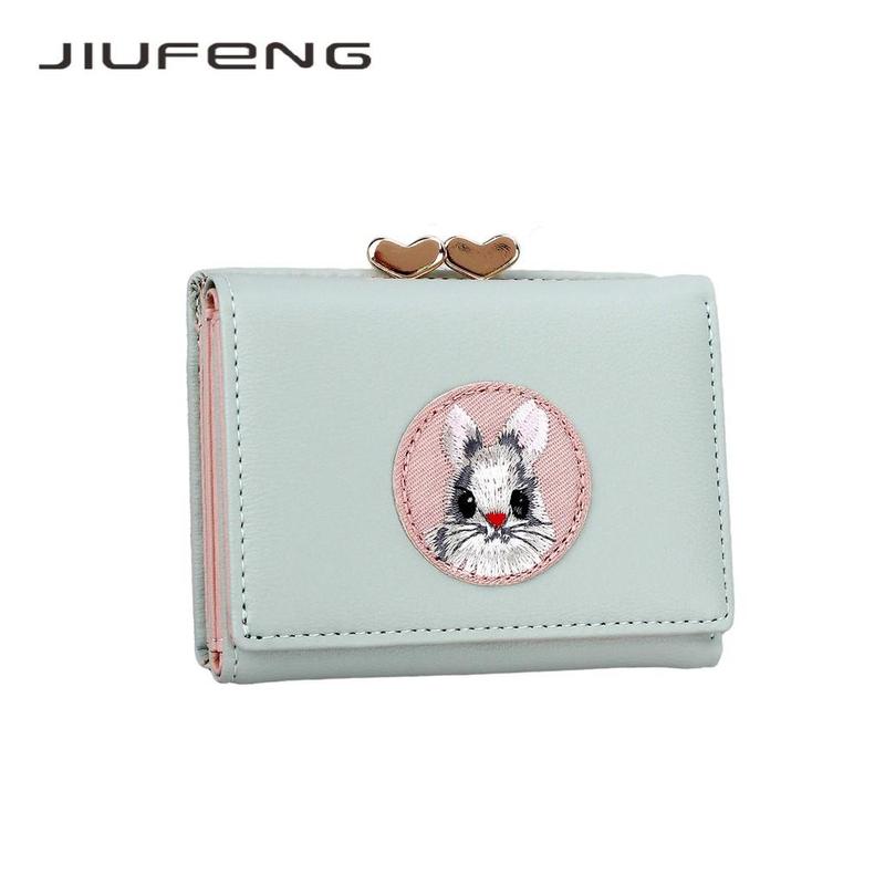 JIUFENG Dompet Pendek Wanita Dompet Serbaguna Hewan Bordir Billfold Pemegang Kartu Kredit 1