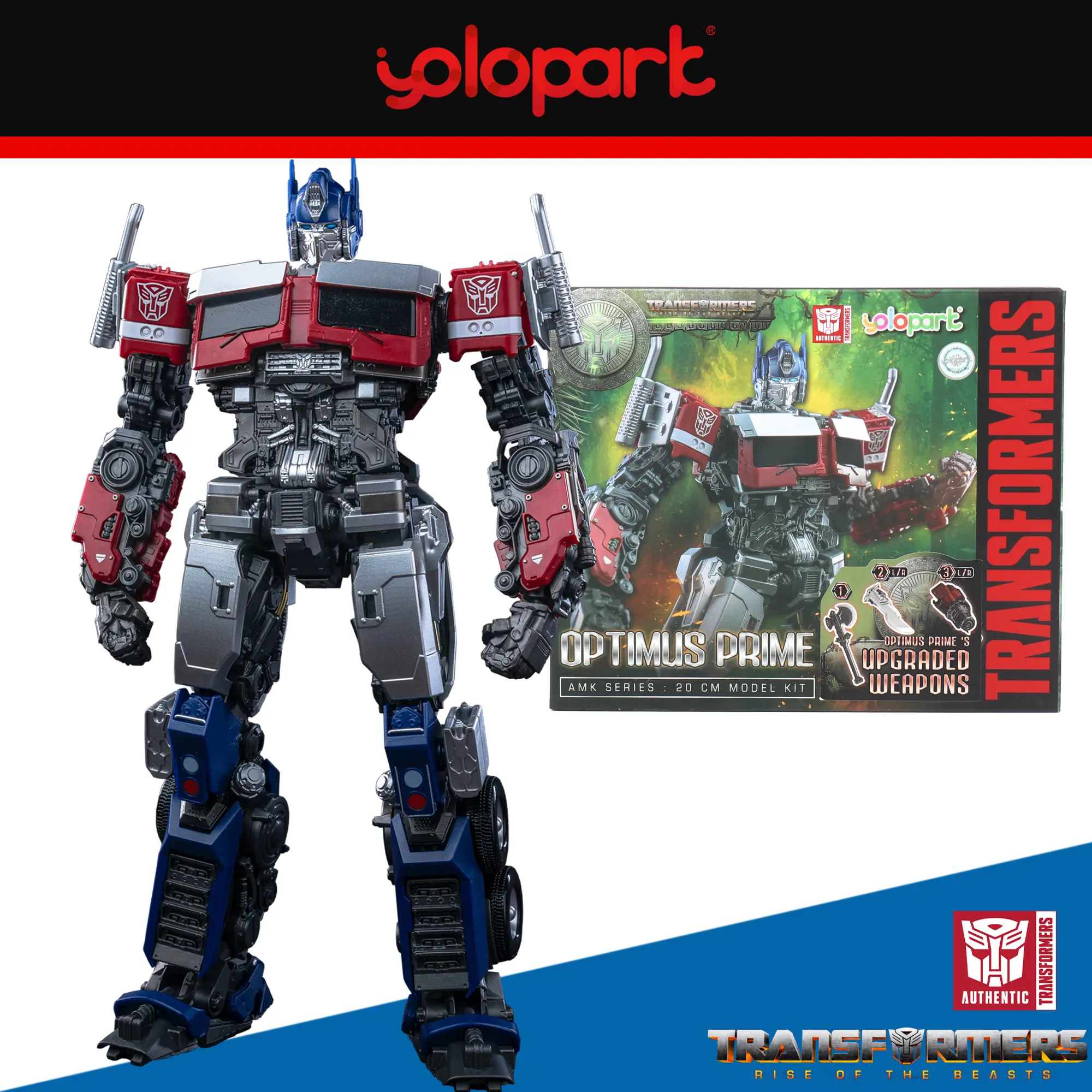 【Yolopark】Transformers Toys: Optimus Prime Action Figure - Rise of the Beasts - 7.87 Inch Pre-assembled Model Kit from the AMK Series