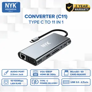 NYK USB Hub Converter Type C 3.0 8 in 1 Macbook Laptop PC Smartphone