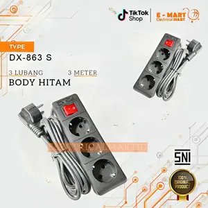 DEXTA Stop Kontak + Kabel 3M 5M HITAM Switch On Off Colokan Kabel 3meter 5meter